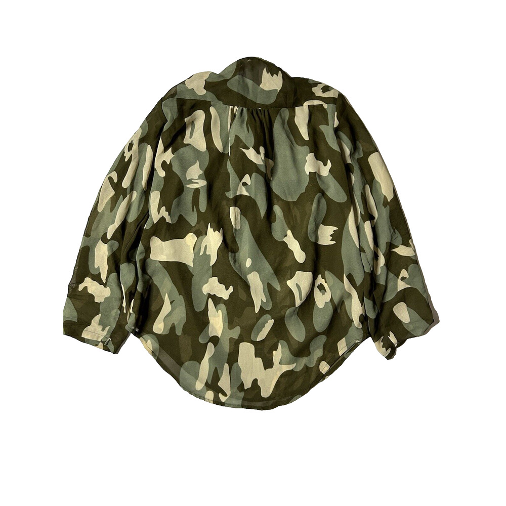 Speed Limit Blouse Women's L Sheer Lightweight Camouflage Artsy Printed